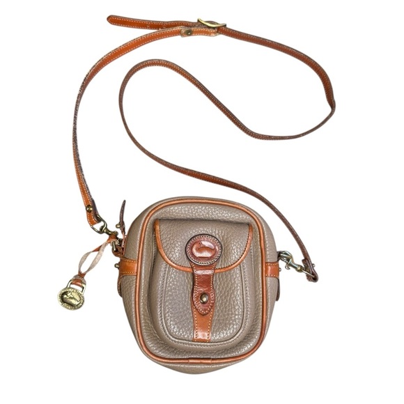 Dooney & Bourke Handbags - RARE Dooney & Bourke Vintage Mini Explorer Camera Bag Pebbled Leather Taupe VTG